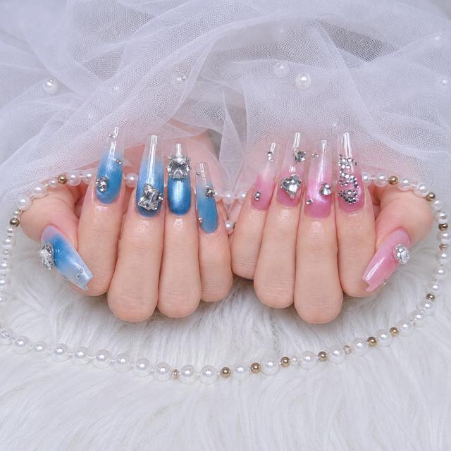 AME29 Nail ブルーとピンクのペアカラー